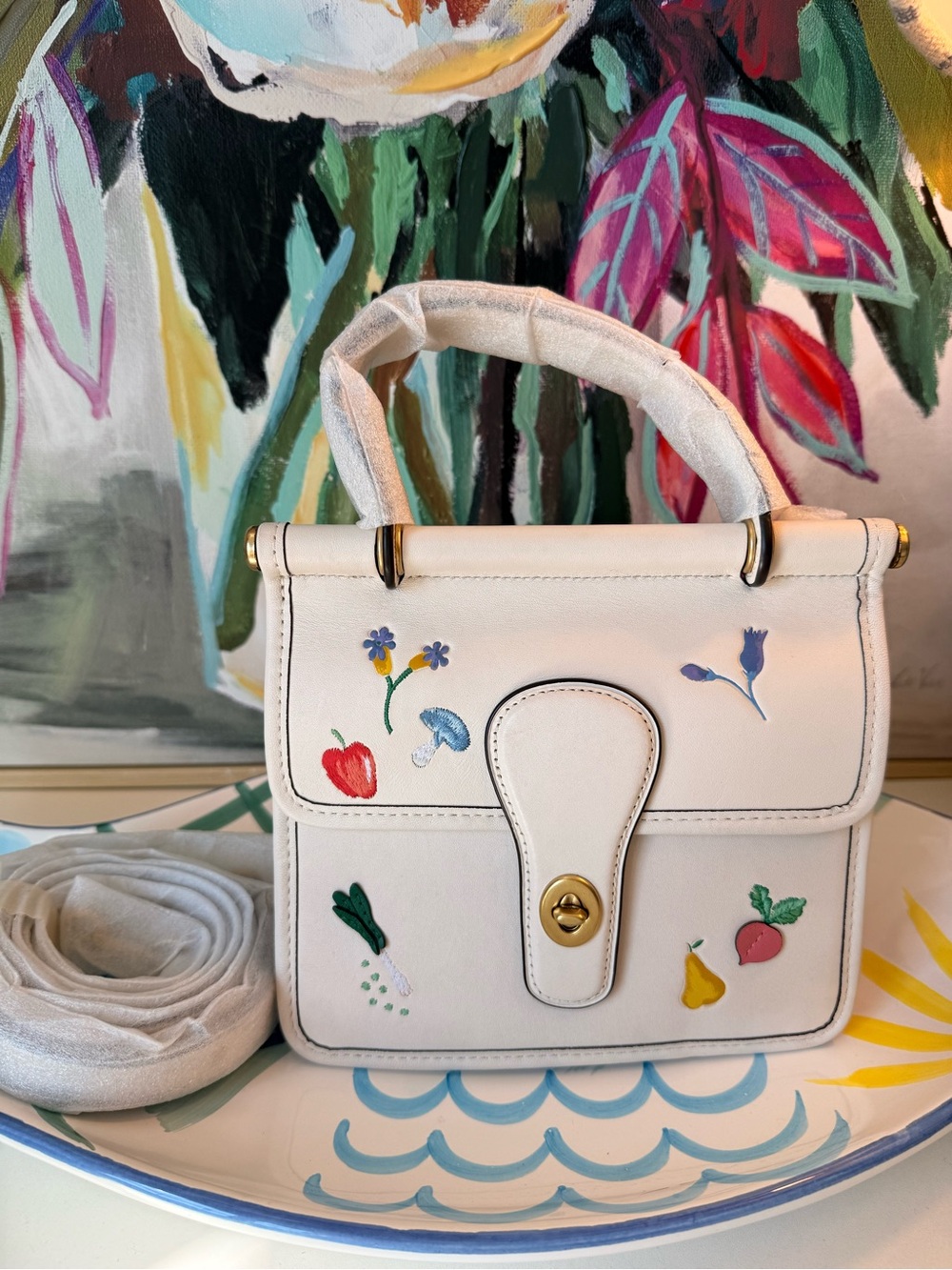 NWT Limited Coach Willis Top Handle 18 with Garden Print Leather Bag